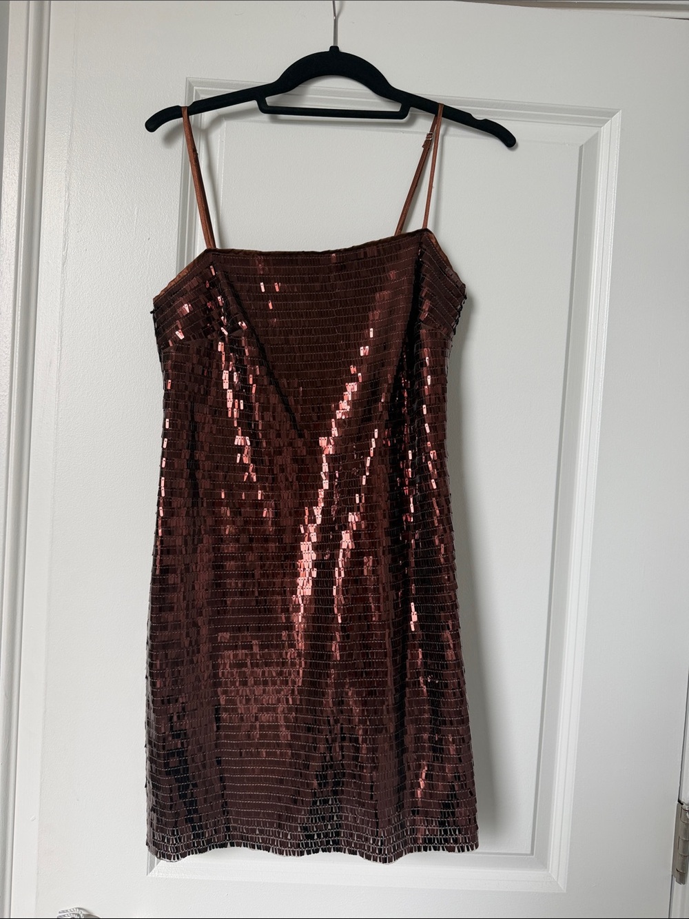 Astr Sequined Slip Dress in Copper
